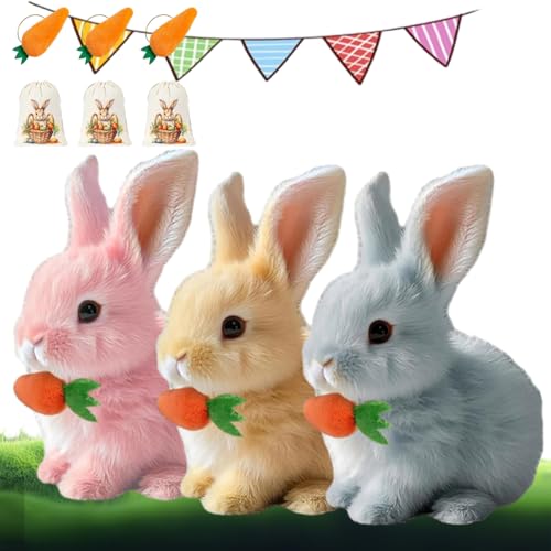 Orkenn Bunnypal, Lifweb Bunny Pal, Hüpfendes Fanyil BunnyPal Erfahrungen, Mein Realistisches Kaninchen Spielzeug, Interaktives Kaninchenspielzeug My Realistic Bunny Toy Hasenroboter (3 Stück B) von Generisch