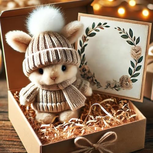 OsterMinis Häschen Zum Umarmen, Kleines Häschen, Süßes Ostergeschenk, Kleines Kaninchen-Stofftier, Plüsch Taschen Umarmungshäschen Mit Strickmütze Und Karten, Handgefertigtes Gehäkeltes Kaninchen von Generisch