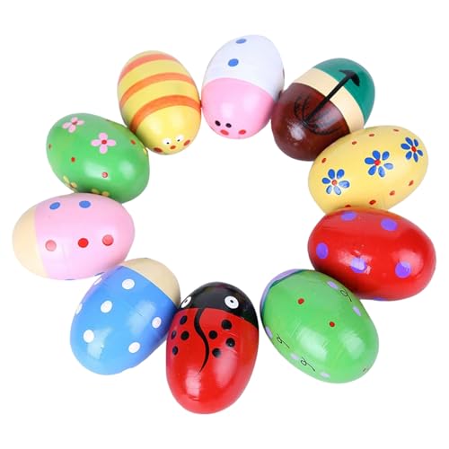 Ostereier aus Holz, Lernspielzeug für Kinder Eierschüttler Maracas für Kleinkinder, 1-3-Jährige (1 Stück, zufällige Farbe) von Generisch