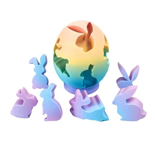 Ostereispielzeug 3D gedruckt, 3D -gedrucktes Osterei - Desktop -Ornament Toys | Lustige Kaninchen -Puzzle -Bausteine, dekorative Handwerksverzierung für Urlaubsdekoration von Generisch