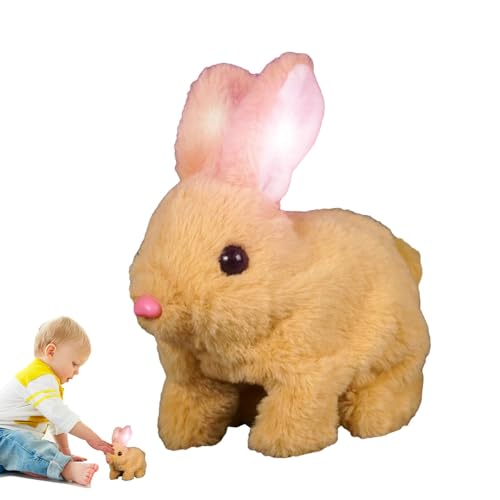 Ostergeschenke Kinder, Interaktives Kaninchen Spielzeug, Kuscheltier , simuliertes Kaninchenpuppe - Hoping Robotertier springen, zuckt Nase, wackelende Ohren, interaktive Plüschfiguren für Kinder von Generisch