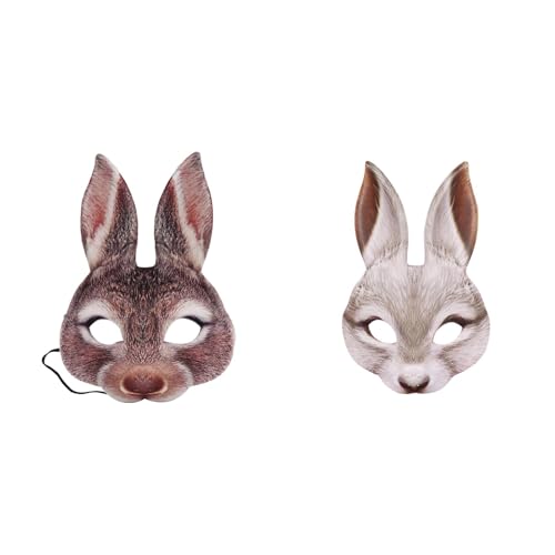 Osterhasen KostüM Halb Hasenmaske Mit Realistischem Druck Und Gummizug, Tier Faschingsmasken For Ostern Karneval Halloween Tier Theme Party (A) von Generisch