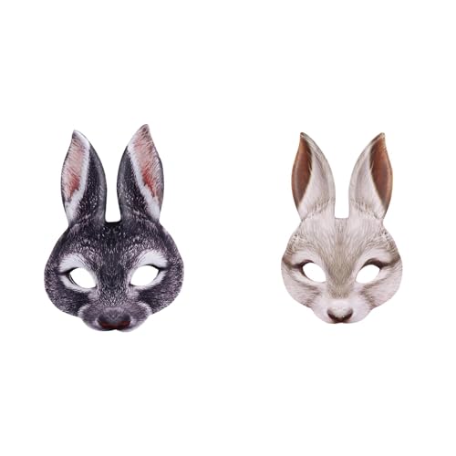 Osterhasen KostüM Halb Hasenmaske Mit Realistischem Druck Und Gummizug, Tier Faschingsmasken For Ostern Karneval Halloween Tier Theme Party (B) von Generisch
