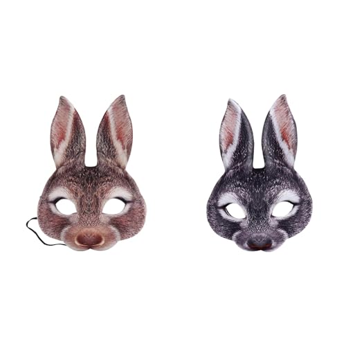 Osterhasen KostüM Halb Hasenmaske Mit Realistischem Druck Und Gummizug, Tier Faschingsmasken For Ostern Karneval Halloween Tier Theme Party (C) von Generisch