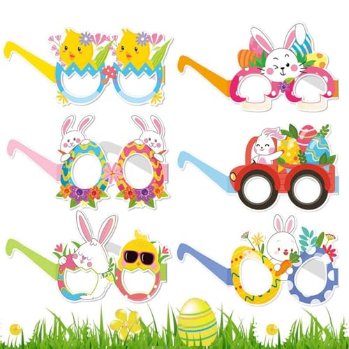 Osterpapiergläser, Osterhasenbrille - 6x Chick Bunny Paper Brille - Urlaub Brillen für Mädchen Happy Spring Festival Geburtstagsfeier Gunst Osterpapiergläser, Osterhasenbrille - 6x Chick Bunny Paper Brille - Urlaub Brillen für Mädchen Happy Spring Festival Geburtstagsfeier Gunst von Generisch