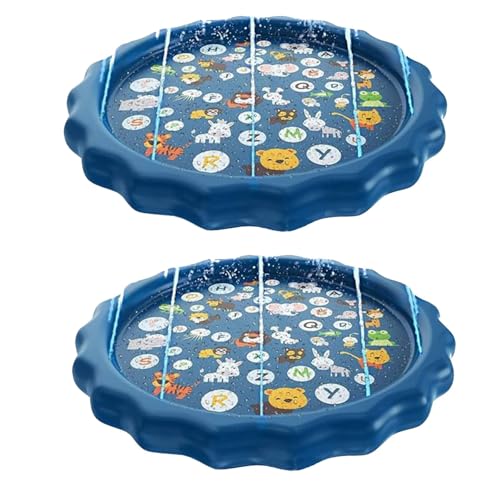 Outdoors Splash Pad,Splash Pad für Kinder mit Antirutschfunktion,Wasserspielmatte100CM Sprinkler Wasser-Spielmatte,Anti-Rutsch Splash Play Matte,Wassersprinkler Outdoor Wasserspiel Garten (2PC) von Generisch