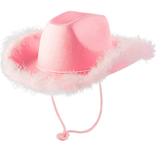 Outfit Mädchen-Hut mit Federkrempe, Erwachsenengröße, Cowboyhut mit Federn für Kostüm, Party, Spielen, Verkleidungen, Outfits für Damen, gefütterte Hüte für Damen, Rosa, Einheitsgröße Outfit Mädchen-Hut mit Federkrempe, Erwachsenengröße, Cowboyhut mit Federn für Kostüm, Party, Spielen, Verkleidungen, Outfits für Damen, gefütterte Hüte für Damen, Rosa, Einheitsgröße von Generisch