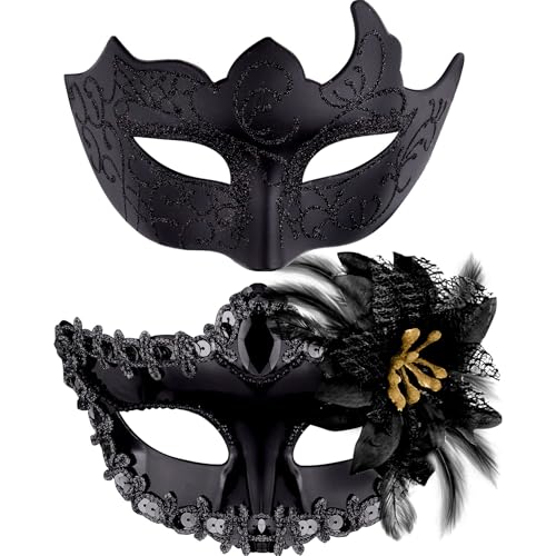 Paar Maskerade Masken Set Venezianische Party Maske Kunststoff Halloween Kostüm Maske Karneval Maske für Damen und Herren Paar Maskerade Masken Set Venezianische Party Maske Kunststoff Halloween Kostüm Maske Karneval Maske für Damen und Herren von Generisch