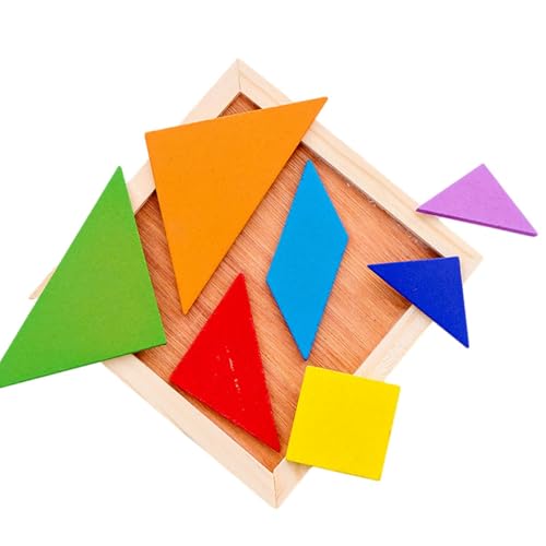 Pädagogisches Puzzlespielzeug für Kinder – 7-teiliges klassisches Tangram-Set, ungiftiges Denkspiel aus Holz, Lernressourcen für Kleinkinder im Alter von 4–8 Jahren | Mint-Musterblöcke für von Generisch