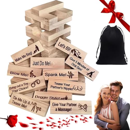 Pärchen Holzblock Tower Spiel 48 Teile mit Aufbewahrungstasche Datum Nacht Aktivität Pärchen Holzblock Tower Spiel 48 Teile mit Aufbewahrungstasche Datum Nacht Aktivität von Generisch