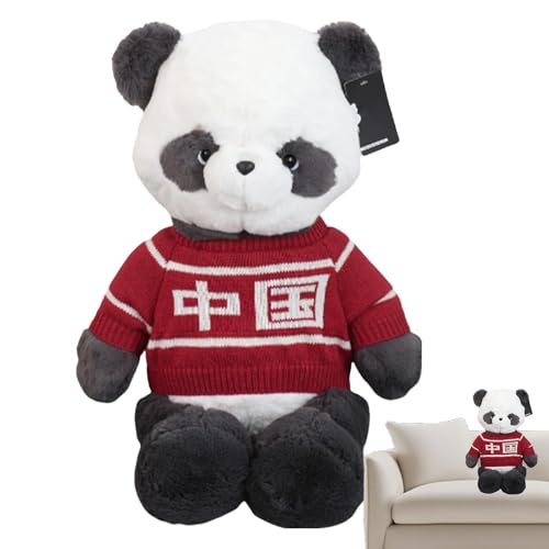 Panda-Plüschtier, Panda-Stofftier | Süßes weiches Kuscheltier Panda Plüschtier | Kuscheliges Dekokissen mit Pullover, Schlafzimmer-Dekoration für Schlafzimmer und Kleinkinder von Generisch