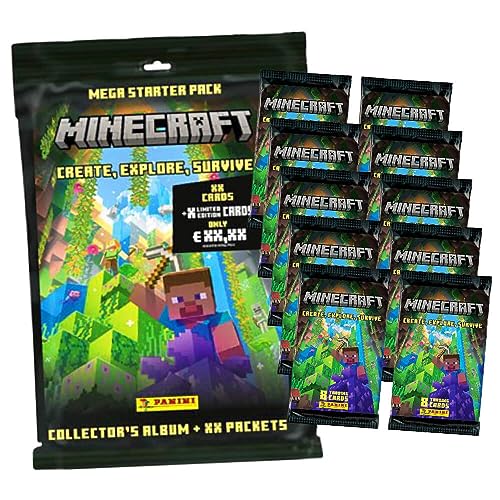 Panini Minecraft 3 Karten - Create Explore Survive Trading Cards (2023) - 1 Starter + 10 Booster Sammelkarten von Generisch