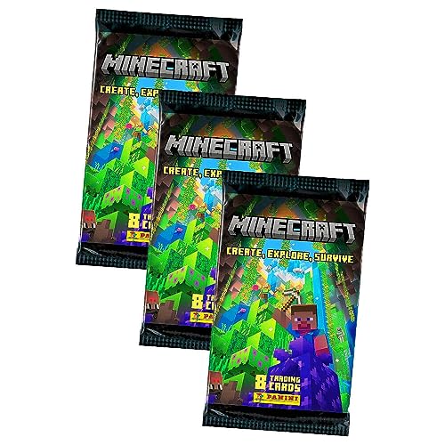 Panini Minecraft 3 Karten - Create Explore Survive Trading Cards (2023) Sammelkarten - Auswahl (3 Booster) von Generisch
