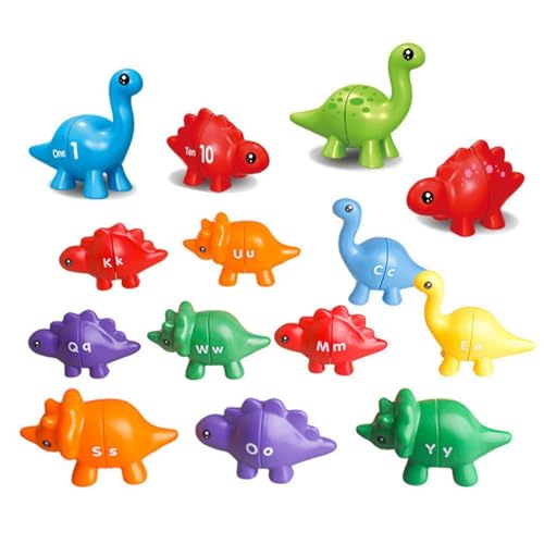 Passende Buchstaben Feines Motors pielzeug, 14 PCS doppelseitiges ABC-Dinosaurier-Alphabet-Match-Spiel mit Oberfach-Klein buchstaben, Vorschul-Bildungs-Montessori-Lernspiel zeug für Kleinkinder von Generisch