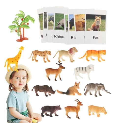 Passende Tierspiele,Tier-Matching-Spiel | Tier-Sensorik-Matching-Spiel-Lernkarten | Passende Karte mit Tierfiguren, kognitives Cartoon-Spielzeug für Kindertag und Erntedankfest von Generisch