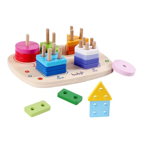 Passendes Puzzlespiel, stapelbares Spielzeug aus Holz - Koordiniertes Stapelspielzeug in geometrischer Form, Lernspielzeug für die frühkindliche Kindheit in leuchtenden Farben für die Passendes Puzzlespiel, stapelbares Spielzeug aus Holz - Koordiniertes Stapelspielzeug in geometrischer Form, Lernspielzeug für die frühkindliche Kindheit in leuchtenden Farben für die von Generisch