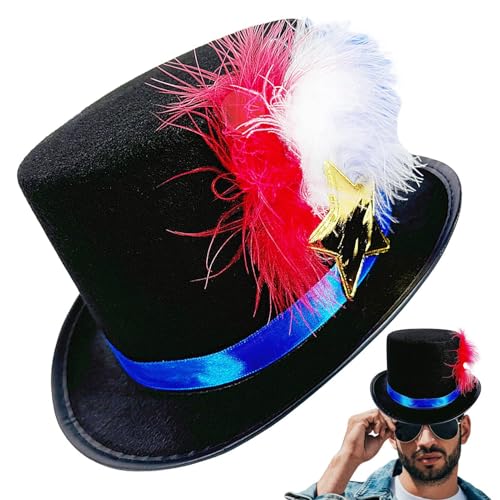 Patriotische Hüte für Männer, rot weiß und Hut, Star Red White Blue Patriotic Feather Hut, Festliches Kopfschmuck, lustige Karnevals -Kopfbedeckung, Urlaubsparade Requisite, Kostümzubehör für Männer M Patriotische Hüte für Männer, rot weiß und Hut, Star Red White Blue Patriotic Feather Hut, Festliches Kopfschmuck, lustige Karnevals -Kopfbedeckung, Urlaubsparade Requisite, Kostümzubehör für Männer M von Generisch