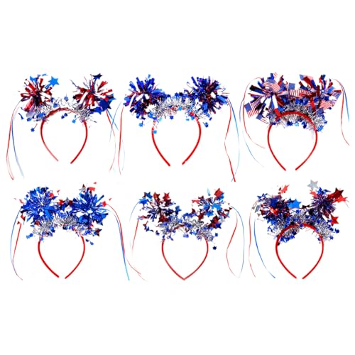 Patriotische Stirnbänder, rot weiß und blaues Haar Reifen | 6x Kopfstück für den 4. Juli,Party Accessoires Haarband bequem für den Gedenktag, den Tag der Arbeit, eine Geburtstagsfeier, die Hochzeitsde Patriotische Stirnbänder, rot weiß und blaues Haar Reifen | 6x Kopfstück für den 4. Juli,Party Accessoires Haarband bequem für den Gedenktag, den Tag der Arbeit, eine Geburtstagsfeier, die Hochzeitsde von Generisch