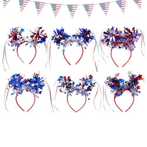 Patriotische Stirnbänder, rot weiß und blaues Haar Reifen - 6x Kopfstück für den 4. Juli | Gefälligkeiten Dekorationen, klassische Design patriotischer Stirnbänder für den Gedenktag, Arbeitstag, Gebur Patriotische Stirnbänder, rot weiß und blaues Haar Reifen - 6x Kopfstück für den 4. Juli | Gefälligkeiten Dekorationen, klassische Design patriotischer Stirnbänder für den Gedenktag, Arbeitstag, Gebur von Generisch