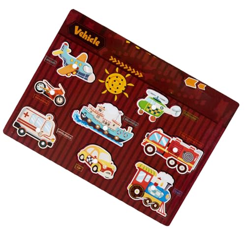Peg Puzzle with Sound, Animal and Vehicle Toy, Hand-Eye Coordination Development, Wooden Material, Engaging Parent-Child Cartoon Puzzle for Nursery School, Bedroom, 29.6x21.9x0.8cm von Generisch