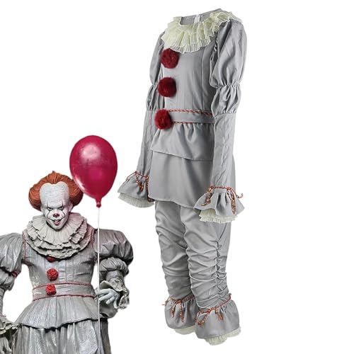 Penny-wise Cosplay-Kostüm, Halloween-Kostüm, Erwachsenenkostüm, Hellgrau, Cl-own Back to So-Ul Kostüm-Set (Größe fällt klein aus, wir empfehlen 1–2 Größen größer zu wählen) von Generisch