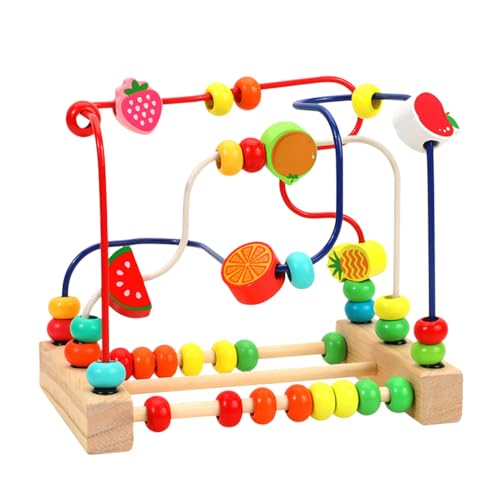 Perlen -Labyrinth -Spielzeug - Holzschleifen -Puzzle, farbenfroher Drahtkreis | Motorkenntnisseentwicklungslabyrinths, Vorschullernaktivitätszentrum, Feinkoordinationsverstärker, kleines Bil von Generisch