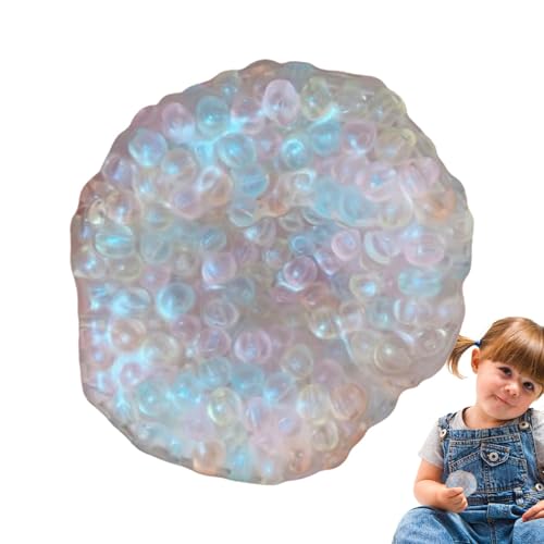 Perlen-Stressball – Handgefertigter Vakuum-Stressball, ansprechendes Design, bunte Perlen, formbarer Vakuumball, Handübungsball für Stressabbau, verbessert die Konzentration und reduziert Spannungen von Generisch