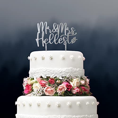 Personalisierter Cake topper, Hochzeit Holz Torten Aufstecker, Mr Mrs Tortenstecker, Hochzeit Cake Topper (Silver) von Generisch