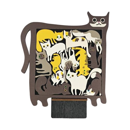 Personalisiertes Holz Puzzle Katzenfamilie Skulptur Desktop Ornament Tischdekoration Einzigartig Unregelmäßig Geschenk für Familie Erwachsene mit Holzbox Personalisiertes Holz Puzzle Katzenfamilie Skulptur Desktop Ornament Tischdekoration Einzigartig Unregelmäßig Geschenk für Familie Erwachsene mit Holzbox von Generisch