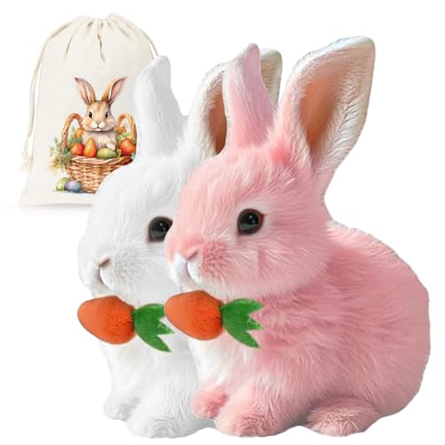 Petsboro Bunny Pal, 2025 Interaktives Hüpfendes Kaninchen, Fanyil Bunny Pal Hase, Plüschhase Geräusche Macht Und Dessen Ohren Und Nase Sich Bewegen (2 Stück * A) von Generisch