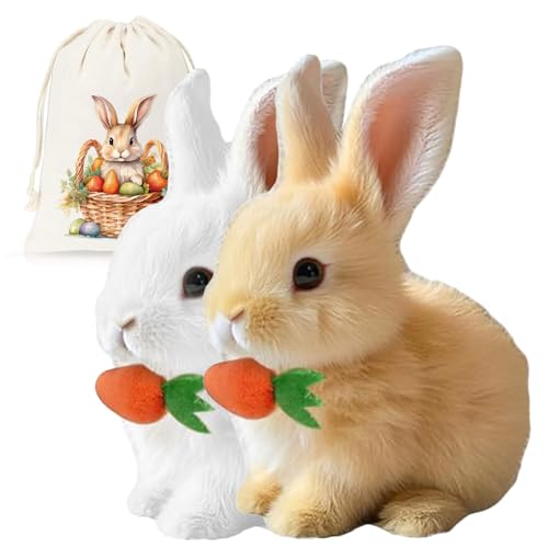 Petsboro Bunny Pal, 2025 Interaktives Hüpfendes Kaninchen, Fanyil Bunny Pal Hase, Plüschhase Geräusche Macht Und Dessen Ohren Und Nase Sich Bewegen (2 Stück * C) von Generisch