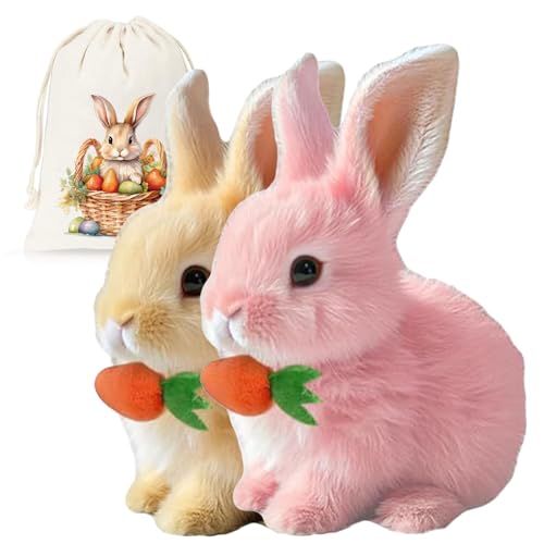 Petsboro Bunny Pal, 2025 Interaktives Hüpfendes Kaninchen, Fanyil Bunny Pal Hase, Plüschhase Geräusche Macht Und Dessen Ohren Und Nase Sich Bewegen (2 Stück * D) von Generisch