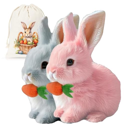 Petsboro Bunny Pal, 2025 Interaktives Hüpfendes Kaninchen, Fanyil Bunny Pal Hase, Plüschhase Geräusche Macht Und Dessen Ohren Und Nase Sich Bewegen (2 Stück * F) von Generisch