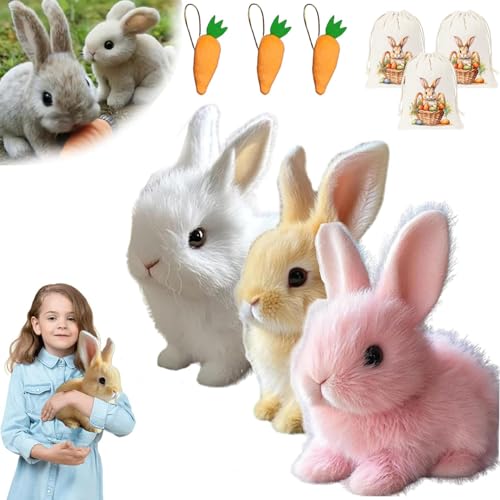 Petsboro Bunny Pal, Yoolif Bunny Pal, Fanyil Bunnypal, Easter My Realistic Bunny Toy, Bunny Realistic Bunny Toy, Interactive Bunny Realistic Bunny - Jumping, Twitching and Shaking Ears (3 Pcs) von Generisch