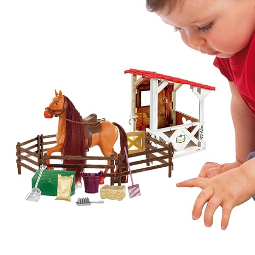 Pferdespielzeug-Set, Pferdestall-Spielset-Spielzeug | Pferdespielzeug, abnehmbare Figur, Reitspielset | Rollenspiel-Tierspielzeug, realistischer Pferdeclub für Mädchen und Kinder Pferdespielzeug-Set, Pferdestall-Spielset-Spielzeug | Pferdespielzeug, abnehmbare Figur, Reitspielset | Rollenspiel-Tierspielzeug, realistischer Pferdeclub für Mädchen und Kinder von Generisch