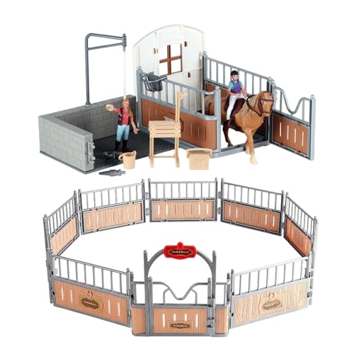 Pferdestabiler Modell - Pferdespielzeug abnehmbare Figurin | Farmtierzaunfiguren für Mädchen | Pferdestabile Playset Toys | Realistischer Spaß täuschen Sie vor, Spielen Sie für Ostern, Geburts von Generisch