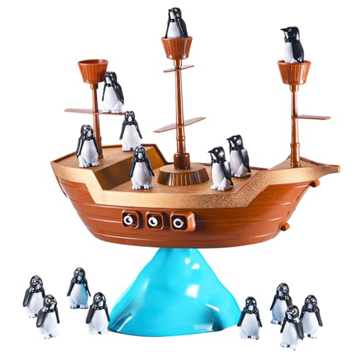 Pinguin-Gleichgewicht - Familienspiel, Balancierspiel Spielzeug mit Piratenschiff-Pinguin-Design | Piratenschiff-Spielzeug, Pinguin-Piratenboot-Balancing-Spiel für Familien-Brettspiele oder Desktop-De von Generisch