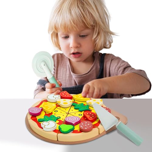 Pizza-Spielset - Spielzeug-Pizza-Set, Spiel-Pizza-Set | Spielessen - Frühes Lernspielzeug für Vorschulkinder, interaktives Rollenspiel, Küchenzubehör von Generisch