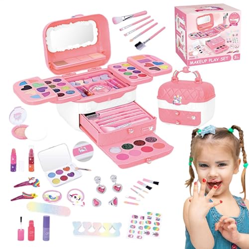 Play Makeup, -Make-up-Set | Waschbares Make-up-Spielzeugset - Kinder-Make-up-Set für Mädchen, -Kosmetik-Sets mit Spiegeln, Kinderspiel-Make-up-Spielzeug für Mädchen, Kinder im Alter v von Generisch