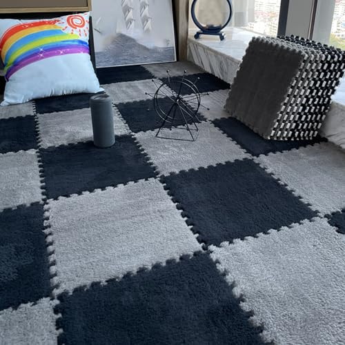 Plüsch-Bodenmatte, 10 Stück, Puzzle-Schaumstoffmatte, einfarbig, weiche Puzzle-Matte, flauschige Spielmatte für Wohnzimmer, Schlafzimmer Plüsch-Bodenmatte, 10 Stück, Puzzle-Schaumstoffmatte, einfarbig, weiche Puzzle-Matte, flauschige Spielmatte für Wohnzimmer, Schlafzimmer von Generisch
