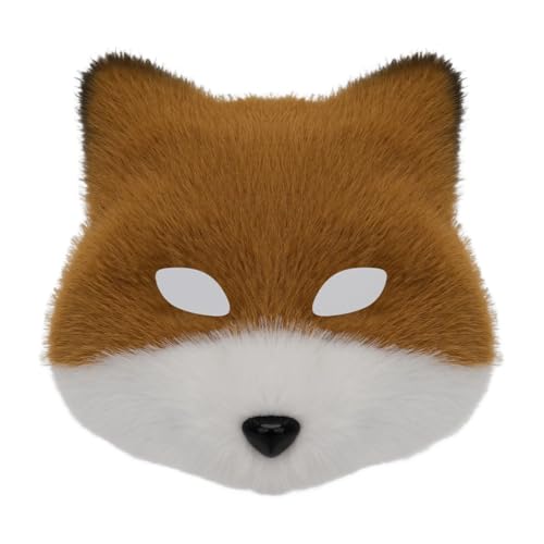 Plüsch-Fuchsmaske, Halloween, farblich passende lange Handschuhe, Tierschwanz, Cosplay-Zubehör (Einheitsgröße) von Generisch