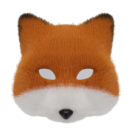 Plüsch-Fuchsmaske, Halloween, farblich passende lange Handschuhe, Tierschwanz, Cosplay-Zubehör (Orange, Einheitsgröße) von Generisch