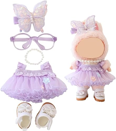 Plüsch Puppe Kleidung für Labubu (NO Puppe), 17cm Kleidung Set Freie Kombination,Puppe Zubehör Geschenke für Mädchen Jungen (A1, One Size) von Generisch