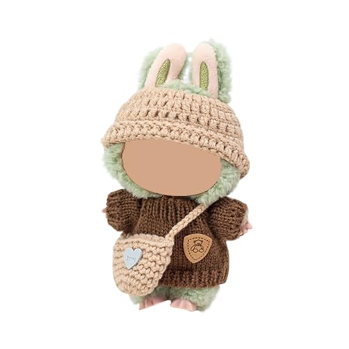 Plüsch Puppe Kleidung für Labubu (NO Puppe), 17cm Kleidung Set Freie Kombination (Regenbogen T-Shirt Set von 6) (#10-A, One Size) von Generisch