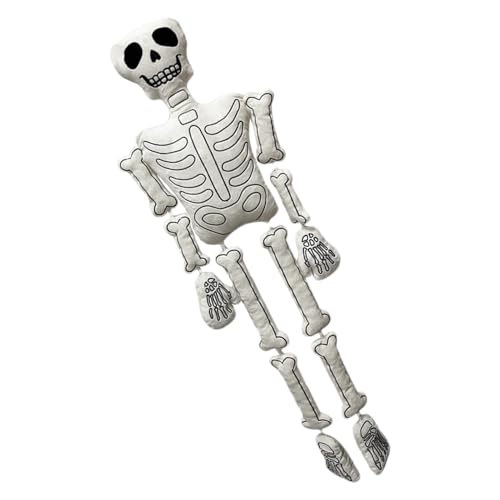 Plüsch Schädel Skelett - 94.0 cm Weiß Halloween Plüsch Knochen Weiches Dekokissen Saisonal | Handgefertigte Regaldekoration für gruselige Zuhause, Party-, komfortable, gemütliche Festliche von Generisch