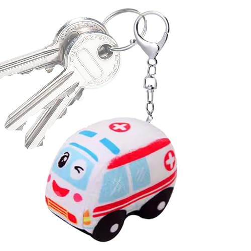 Plüsch Schlüsselanhänger, Plüsch Feuerwehrauto Puppe für Kinderwagen, Weiches Lernspielzeug Für Handtasche Rucksack Kinderzimmer Haus Wohnung Outdoor von Generisch
