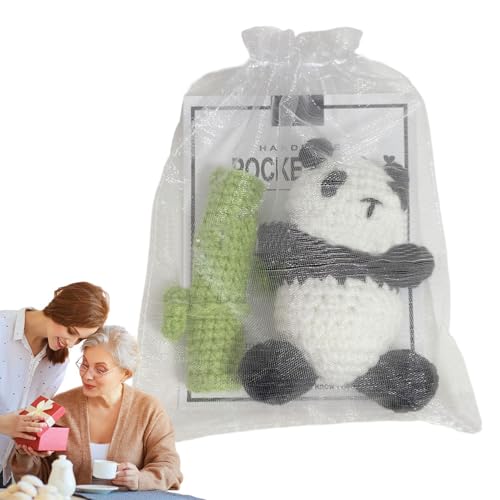 Plüschpanda, gehäkeltes Panda-Tiertier - Panda-Tierspielzeug, entzückender Pandabär, handgefertigt, gehäkelt, mit Grußkarte und Organzabeutel für die Plüschpanda, gehäkeltes Panda-Tiertier - Panda-Tierspielzeug, entzückender Pandabär, handgefertigt, gehäkelt, mit Grußkarte und Organzabeutel für die von Generisch