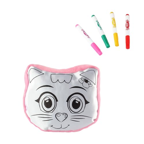 Plüschtier, Basteln, DIY-Malerei, individuelle Malerei, Dekompressionskissen, Puppe, Tierkissen, leuchtende Farben, Dekompressions-Tierkissen, Spielzeug, Kinder, (One Size) von Generisch