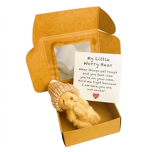 Pocket Hug Bear Geschenk - Mini Plüsch Taschenbär mit Motivationskarte, Miss You Geschenke für Frauen oder Kinder, Langstrecken-Freundschaftszeichen zur Ermutigung (Braun) von Generisch