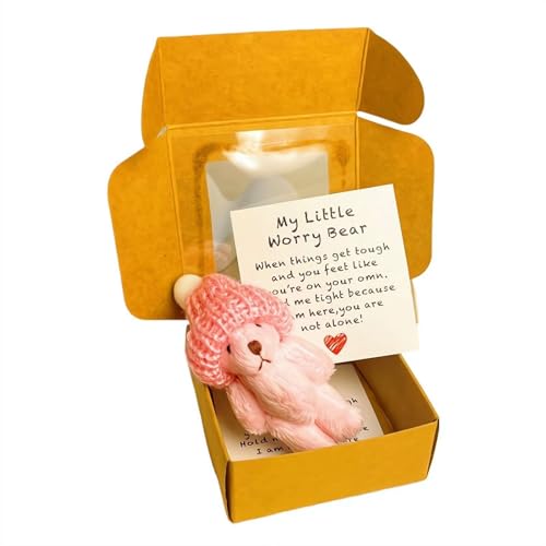 Pocket Hug Bear Geschenk - Mini Plüsch Taschenbär mit Motivationskarte, Miss You Geschenke für Frauen oder Kinder, Langstrecken-Freundschaftszeichen zur Ermutigung (Rosa) von Generisch